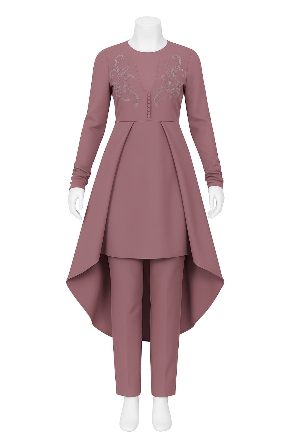 Elegant High-Low Peplum Trouser Dress – Modern Tailored Fit by Mehlish Fashion Brand